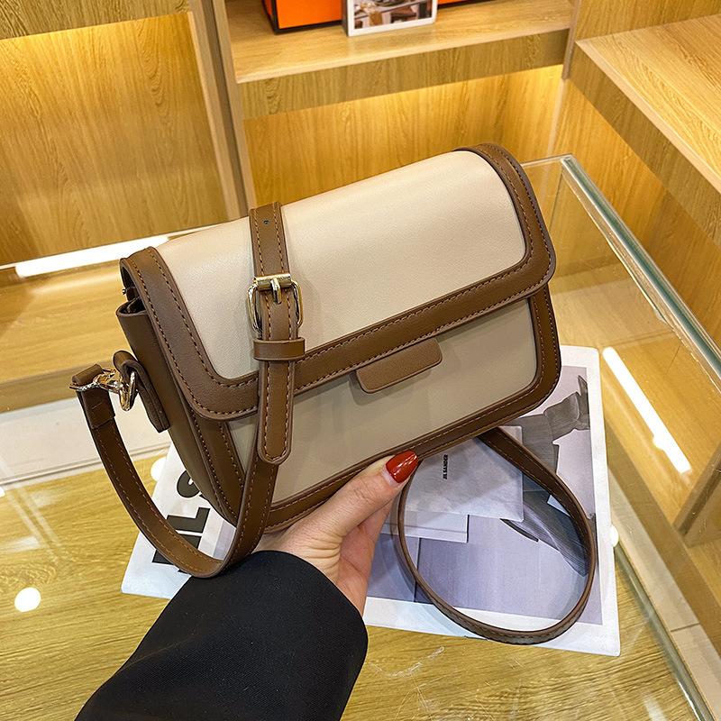 Tasche Damen neu trendige Mode Kontrastfarbe einzelne Schulter Achselhöhle kleine quadratische Tasche Textur Retro schräge Umhängetasche