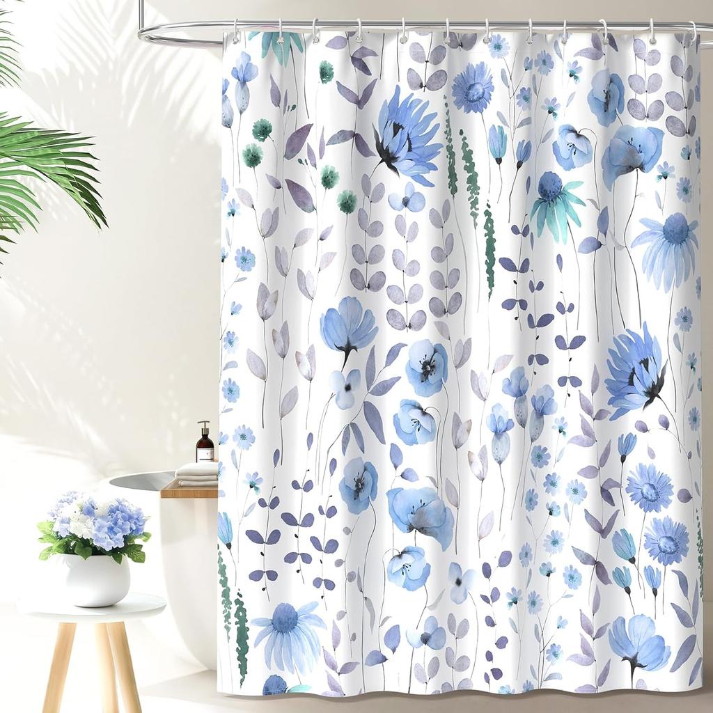 Waterverf Bloemen Douchegordijn, Bloemenprint Lente Badkamer Gordijn, Wilde Bloemen Huisdecoratie Machine Wasbaar Bad Gordijn