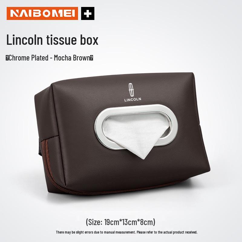 Lincoln Adventure Auto-Taschentuchbox für MKC, Aviator, MKZ, Nautilus - Ausziehbarer Taschentuchspender für Mittelkonsole & Sitzlehne