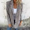 Dames Herfst Winter Ruitjas Knoopsluiting Reverskraag Middellang