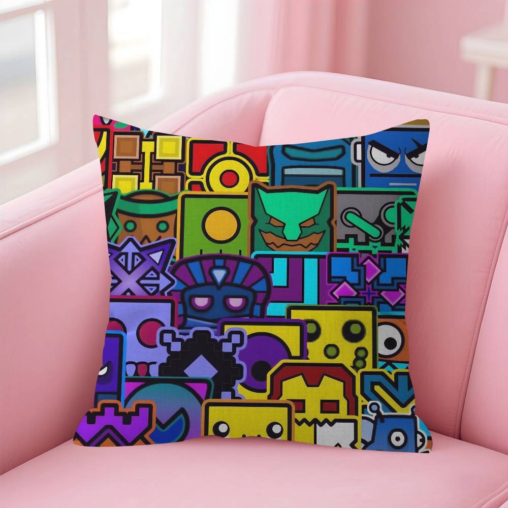 Game Geometry cartoon Dash Pillow Cover Design cushion Cover decor Holiday Decorati