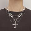 Collier Européen et Américain Double Couche à Pampilles de Perles avec Design d'Étoile pour Femmes