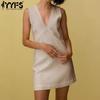 YYFS Women's Fashion Summer Spring Solid Color Print Sleeveless V-Neck Loose Waistline Casual Dresses