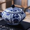 Octagonal Blue White Jingdezhen Porcelain Jar Ceramic Storage Tea And Snacks Container Elegant Display Home Kitchenware