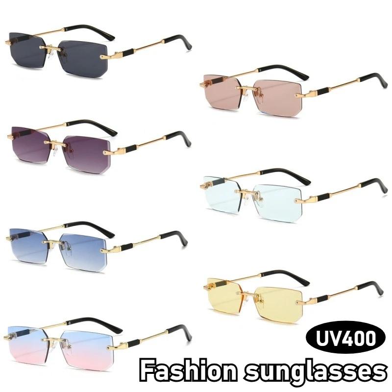 Male Female Stylish Latest Rimless Sunglasses Personalized Multi-color Eyewear Outdoor Driving Travel UV Protection Sunglasses