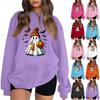 Women's Round Neck Long Sleeve Pullover Halloween Printed Top Sweatshirt