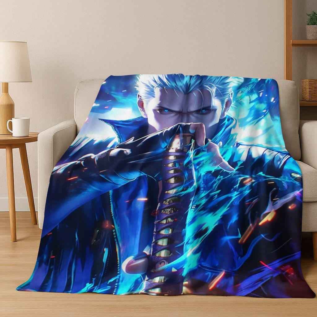 3D D-Devil May Cry DMC Žaidimai Vergil Dante Flanelinis pledas, Šiltas ir jaukus minkštas pledas namams, miegamajam, lovai, sofai, vaiko dovana