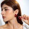 Fashionable Retro Red Velvet Flower Zinc Alloy Stamen Earrings for Women, Jewelry, Parties, Daily Matching Gifts