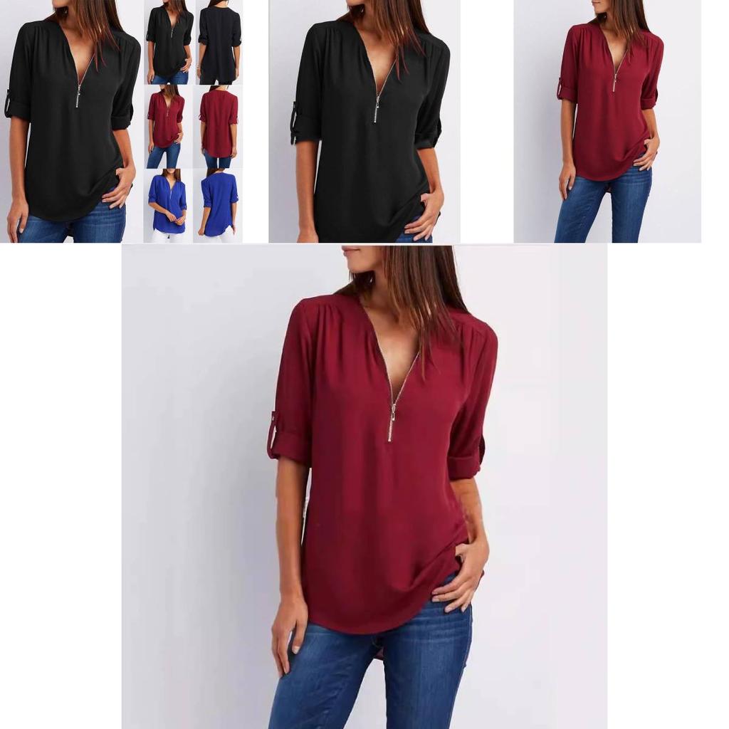 Elegant Womens Polyester Pinned Cuffed Sleeve Top For Work And Daily Use