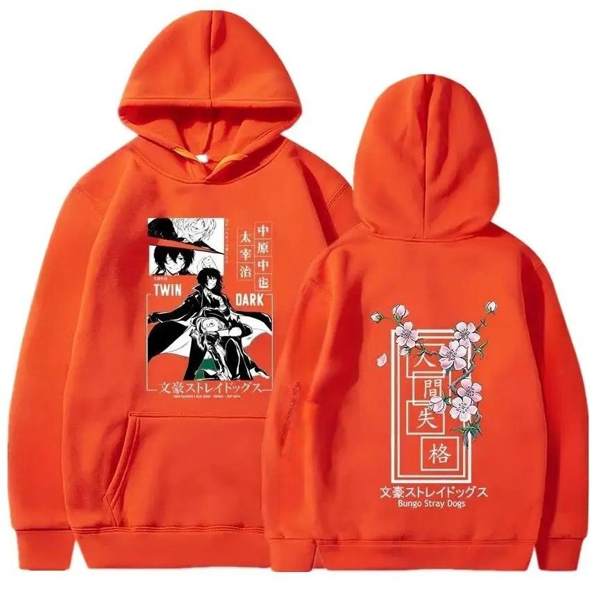 Anime Bungo Stray Dog Osamu Dazai Nakahara Chuya Hooded Sweatshirt Men Harajuku Sweatshirt Comic Hooded Sweatshirt