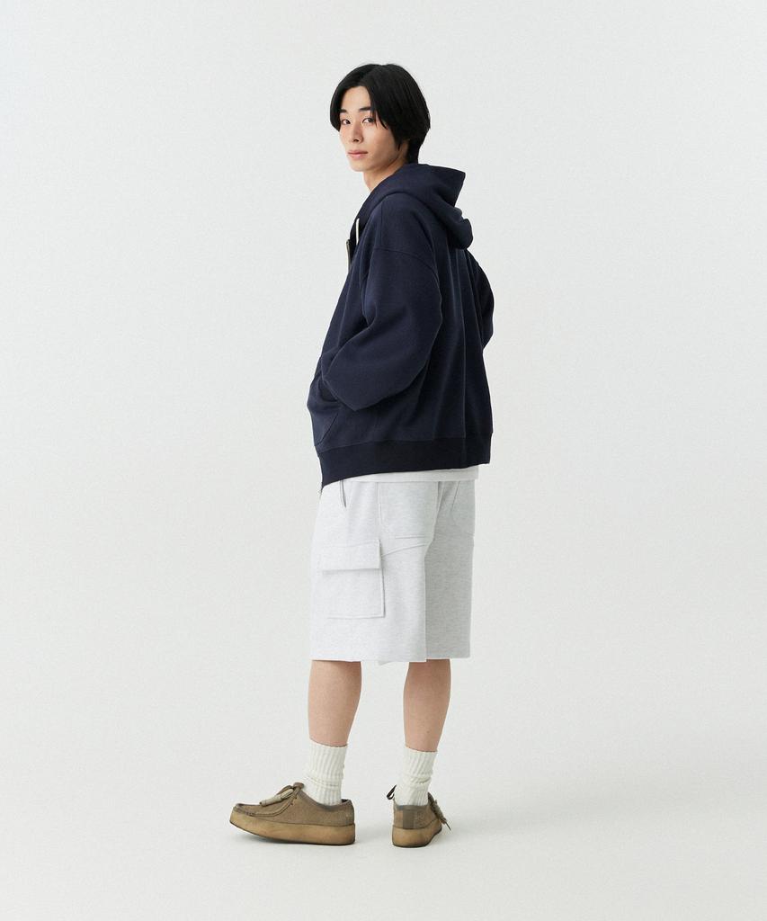 Stends [M~4Xl] Waffle Two-Way Zip-Up Hoodie_Navy