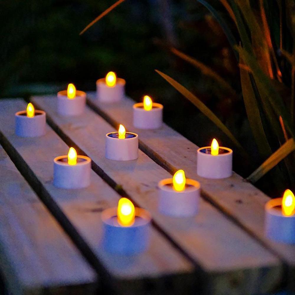 6/2/1 st Sol-LED Värmeljus LED-ljus Flamlösa Utomhus Solcellsljus Uppladdningsbara Ljus för Julfest Trädgård Hem