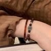 Simple Amber Beaded Bracelet for Women Exquisite Brown Chinese-Style Bangle Vintage Sweet Casual Versatile Stackable Jewelry New