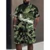 Neues Sommer-Herren-Camouflage-Muster Schnelltrocknendes 3D-Digitaldruck-Oberteil-Set Outdoor Freizeit Anglerbekleidung