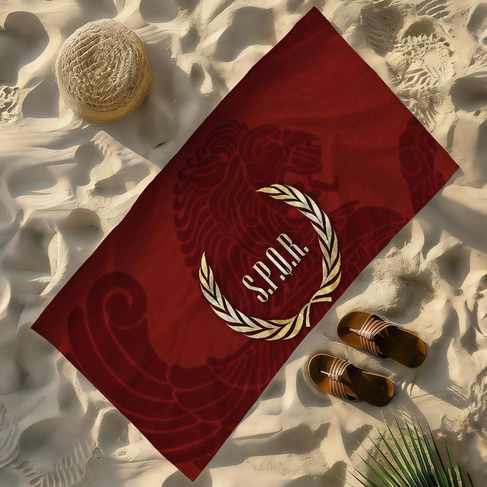 Drapeau Romain SPQR Serviette Douce Légère Anti-Sable Grande Serviette de Plage Séchage Rapide Bain Sports Famille
