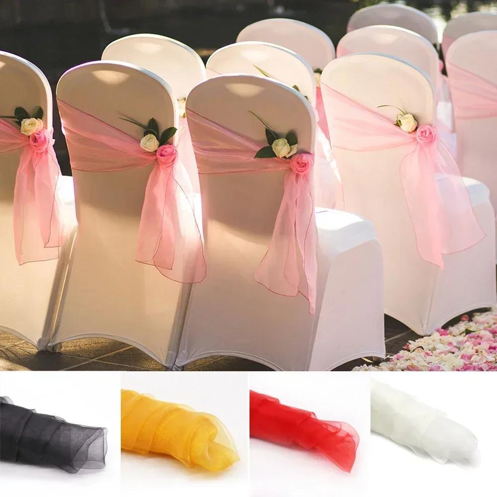 25Pcs Chairs Sashes for Wedding Chair Covers Chair Bow Sashes Chairs Ribbons for Party Ceremony Wedding Chair Decoration