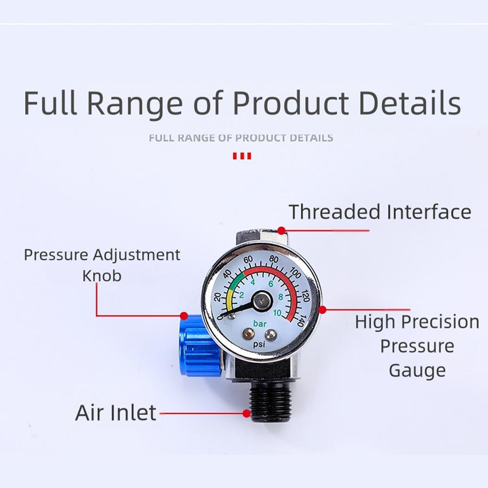 Pneumatic Inline Oil Water Trap Filter with Air Regulator Gauge for Airbrushes to Remove Contaminants and Water from Air Supply