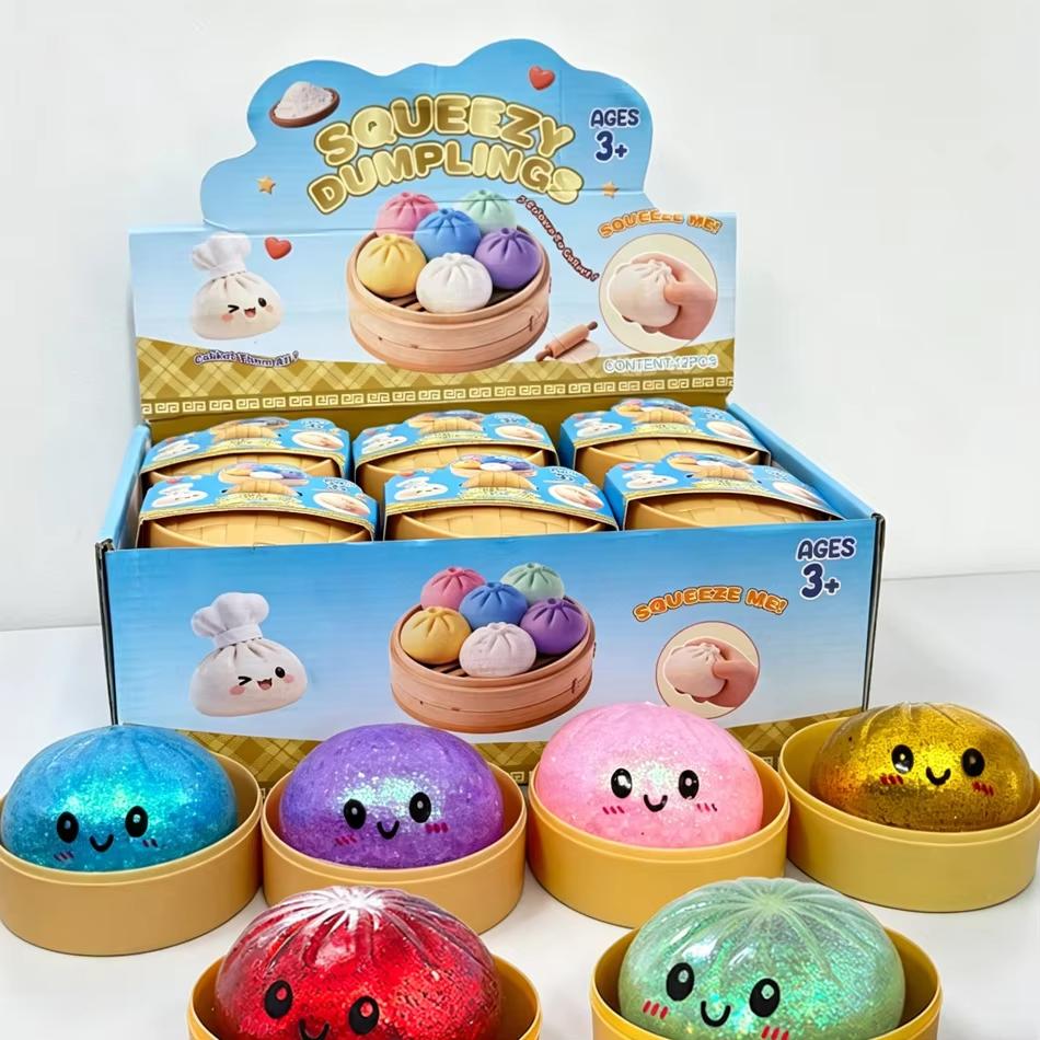 Nouvelle Boulette Colorée à Paillettes Boulette à Paillettes Squishy avec Boîte Boulettes Jouet Sensoriel à Presser pour Soulagement du Stress Jouets Cadeaux