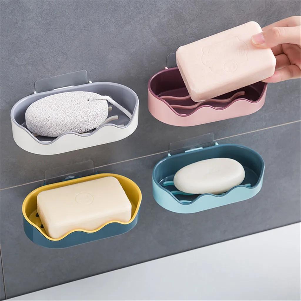 Creative Wave-Shaped Soap Holder Punch-Free Soap Dish Shower Soap Holder Draining Rack Wall Hanging Bathroom Accessories