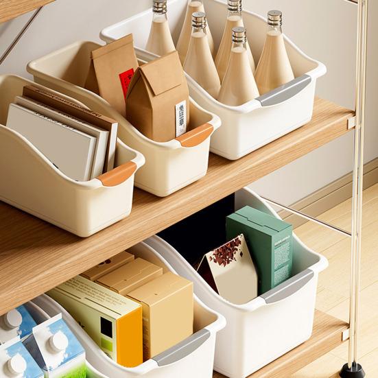 Kitchen Counter Organizer Condiment Bottles Storage Box Spice Jars Holder Storage Bin with Handle for Canned Food Snacks Pantry Cabinet Shelves
