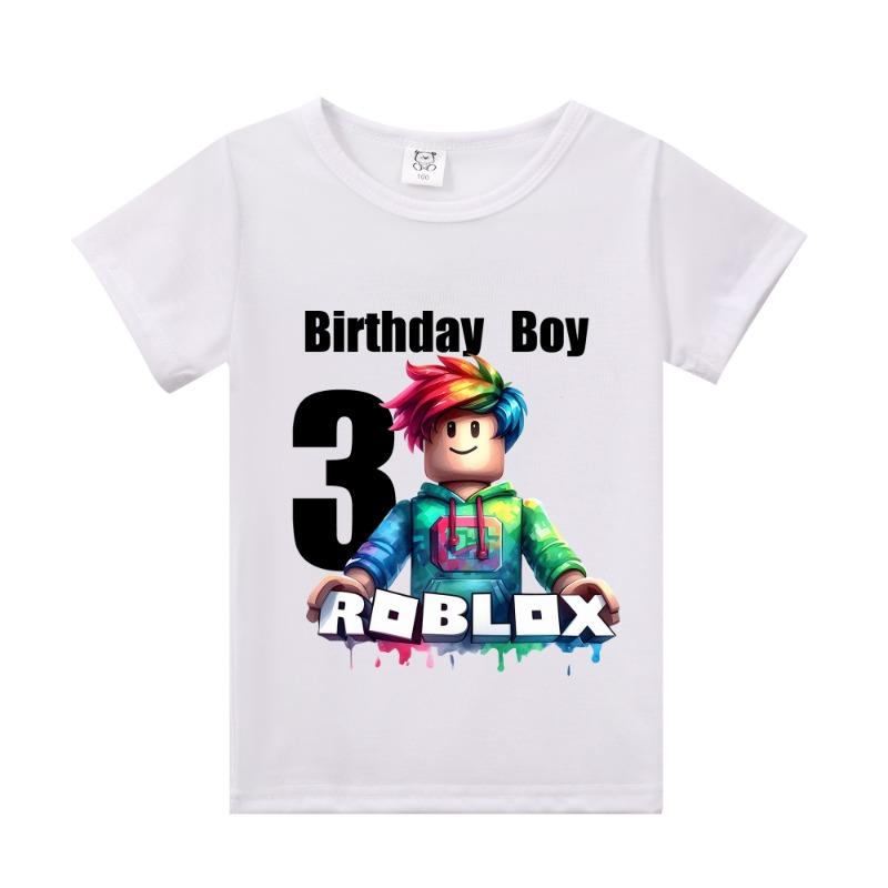 New Roblox Children T Shirts Cartoon Birthday Number Graphic T-shirts Boys Girls Casual Short Sleeves Tops Summer Kids Clothing