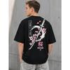 Men's Japanese Katana Cherry Blossom Graphic Tee Short Sleeve Crew Neck Soft Cotton Oversized Fit Streetwear Casual Daily Wear