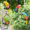 Iron Ring Parrot Statue Resin Hanging Sculpture Lawn Ornament For Home Office Room Ornaments