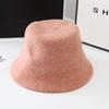Herbst und Winter reiner Woll-Flachkappen-Eimerhut Damen einfacher warmer verdickter Woll-Beckenhut Trend