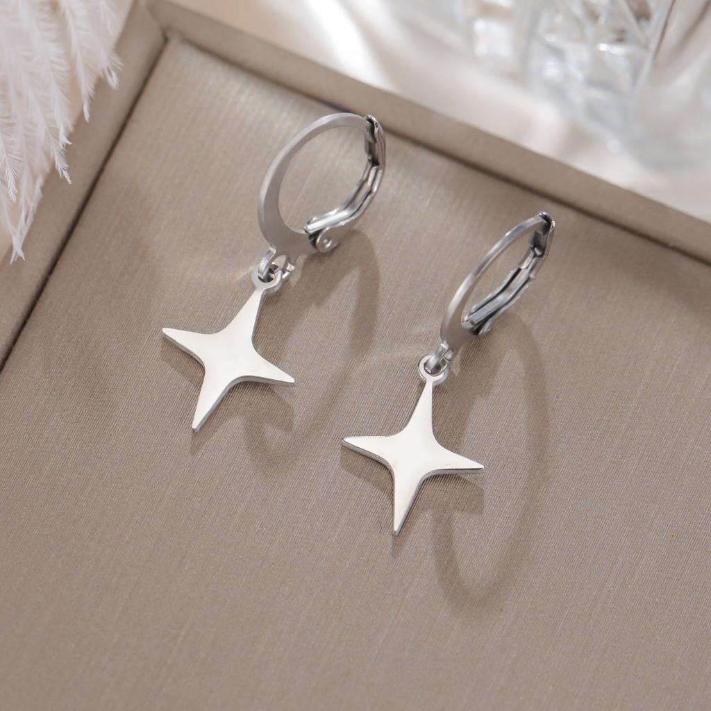Classic Star And Moon Earrings Set With Starburst Cone Drop Dangle Earrings For Women Fashion Jewelry