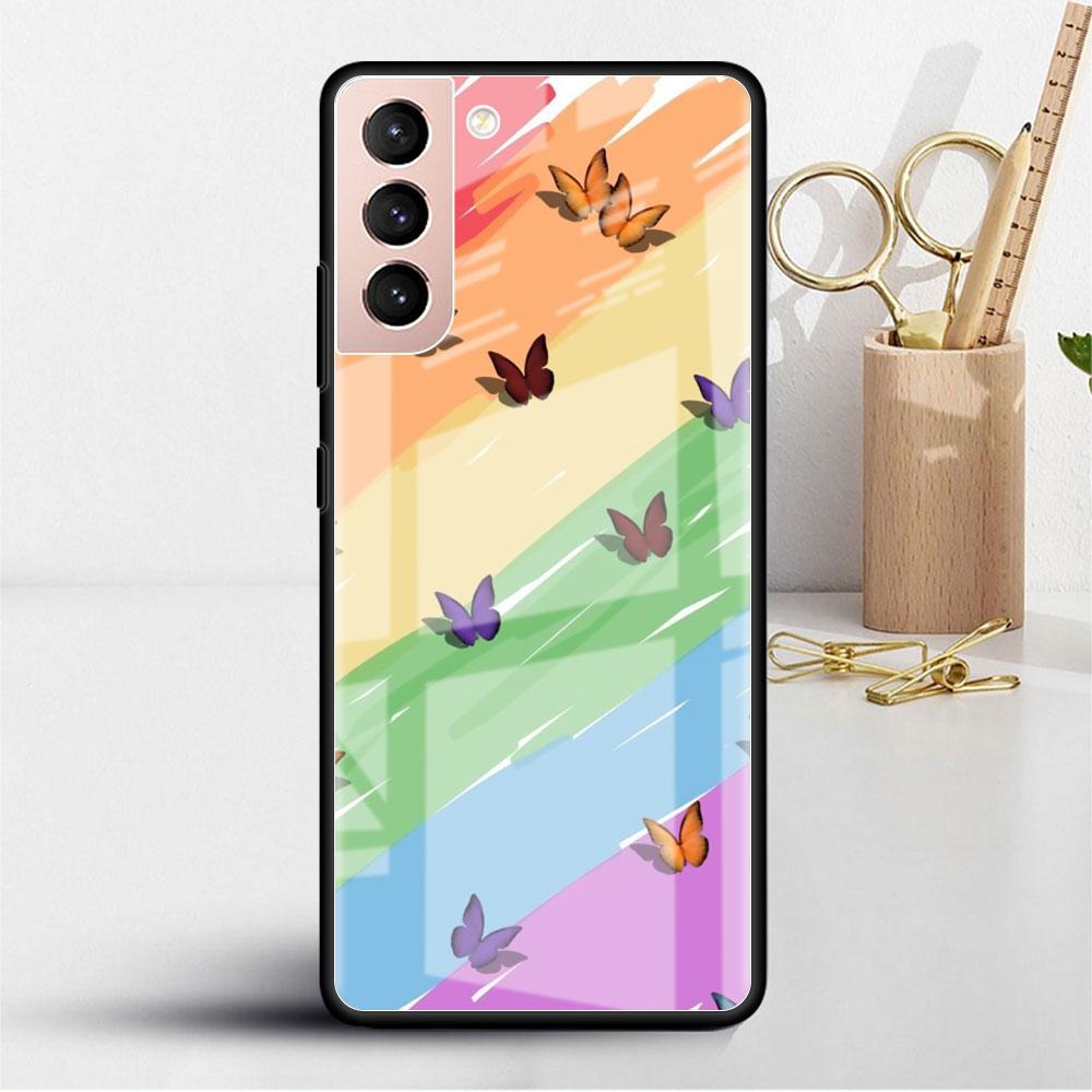 Custodia in vetro a cuore LOVE per Samsung Galaxy S22 S20 FE S21 Plus Cover per telefono S10 5G S9 Note 20 Ultra 10 Lite Guscio