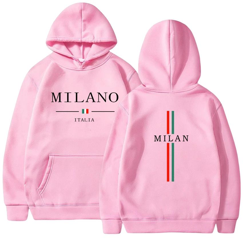 Dames Hoodies Sweatshirt Milaan Print Pullover Casual Jogging Hoge Kwaliteit Herenkleding Dagelijks Veelzijdig Trainingspak Y2k Tops