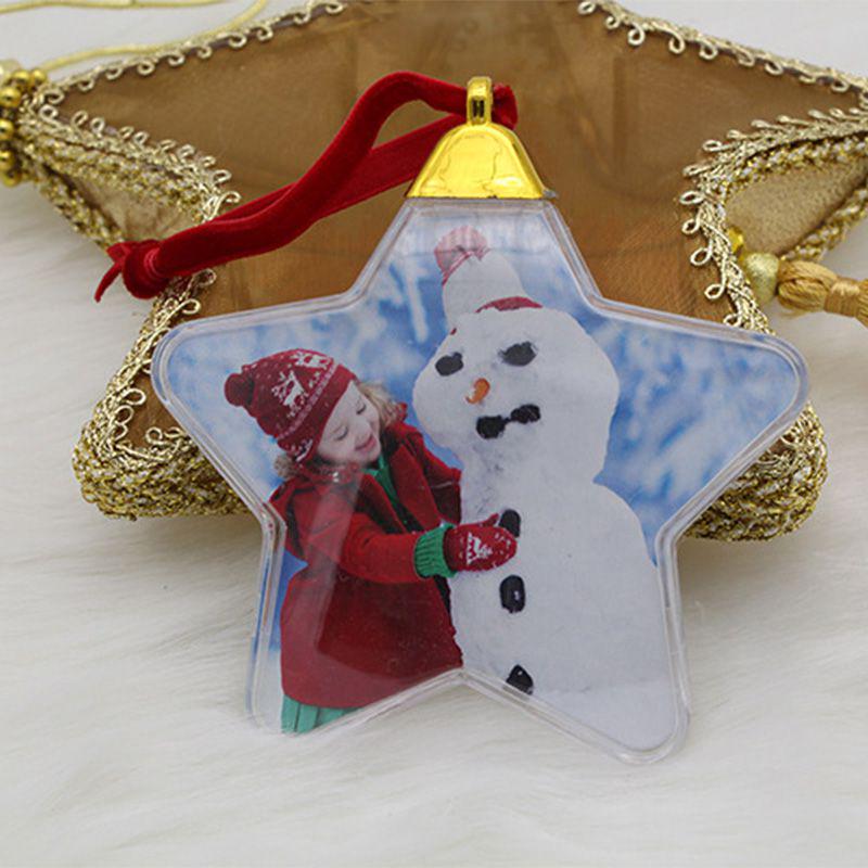 Transparent Plastic Photo Five-star Ball Christmas Decorations X-mas Tree Hanging Decorations DIY Party Valentine's Day Gift KTY