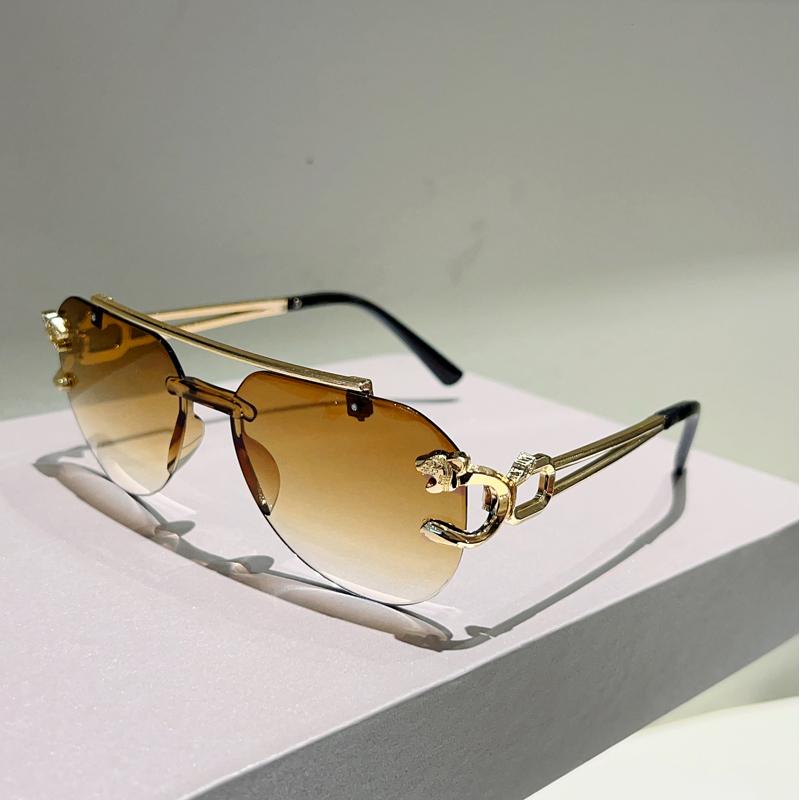 Occhiali da Sole Aviator Senza Montatura Uomo Moda Vintage Gradiente Casual Lenti Donna Trendy Design di Marca Decorazione Esterna Occhiali da Sole