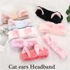 Lovely Plush Headband with Cat Ear for Women Girl Face Washing Birthday Party Gathering Hairband Skincare Accessories
