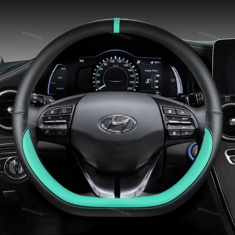 Dla Hyundai ioniq 2016 2017 2018 2022 osłona na kierownicę do samochodu D kształt PU skórzane akcesoria samochodowe wnętrze