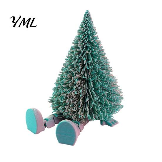 Holiday Atmosphere Decorations Christmas Tree Figure, Flexible Movable Joints 3D Printed Unique Creative Gifts Ornament, Festive Figure for