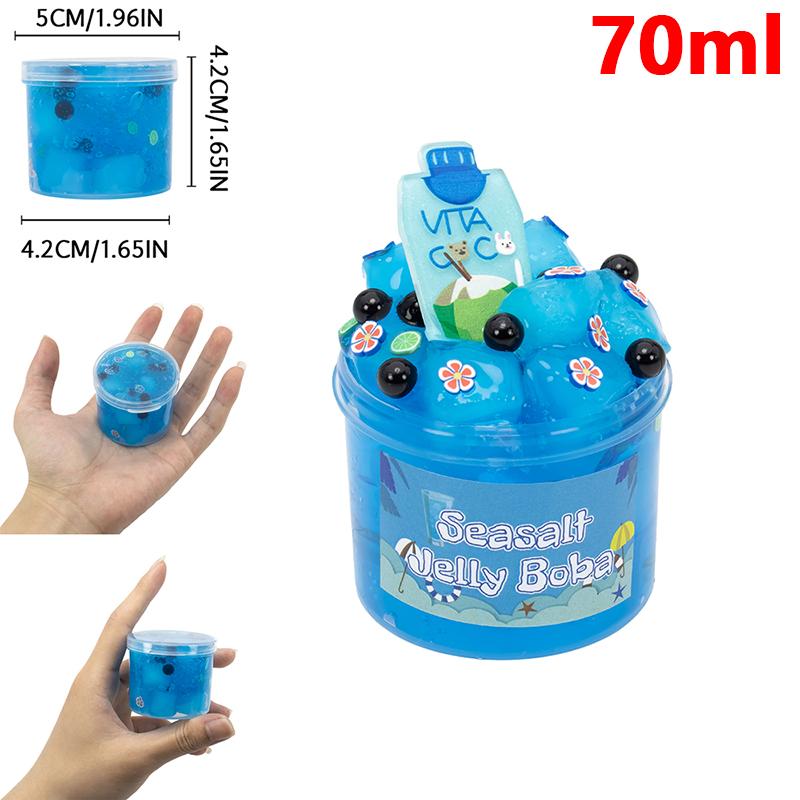 QU 70/300ml Large Capacity Crunchy Slime Kit Premade Crystal Slime Set Super Soft and Non-Sticky Jelly Cube Slime Party Favor