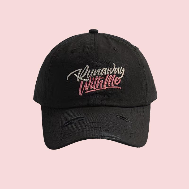 Casquette de baseball profonde à grande tête montrant un petit visage Casquette de baseball brodée de lettres déchirées Homme