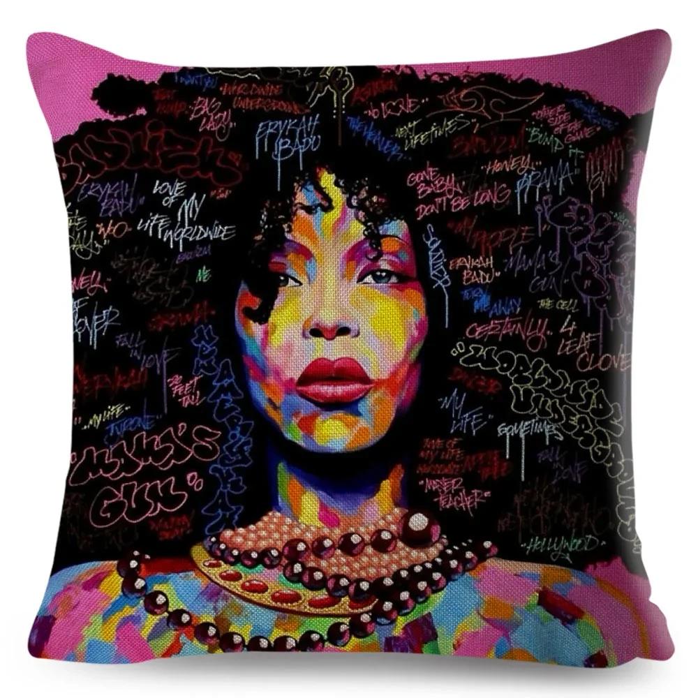Afrikanische Frauen Kissenbezug Deko Bunt Cartoon Dame Traum Kissenbezug Polyester Kissenbezug für Schlafzimmer Sofa Zuhause