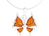 Short Silver Women's Butterfly Necklace with Amber Butterfly Choker Silver 40