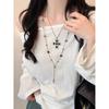 Kawaii Y2k Gothic Cross Layered Necklace With Titanium Steel Chain For Women And Men