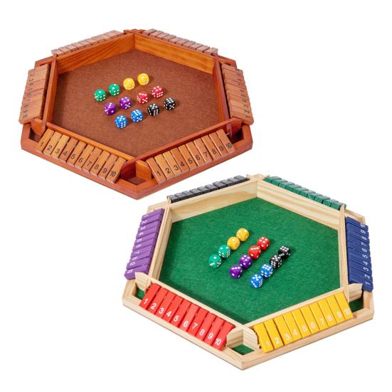 Shut The Box Board Game 6-Way Educational Math Number Dice Strategy Game 6 Players Kids Adults Family Night Party Interactive Wooden Close The Box Toy