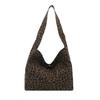 Street Style Leopard Pattern Shoulder Bag With Spliced Fabric And Inner Zipper Pockets For Casual Outings