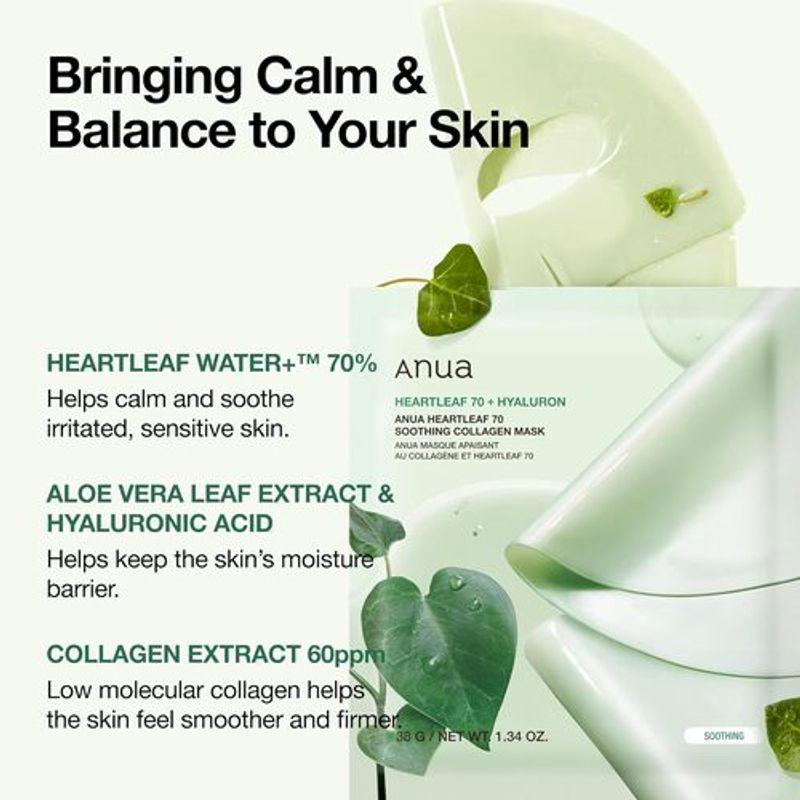 Anua Heartleaf 70 Soothing Collagen Mask (4ea)