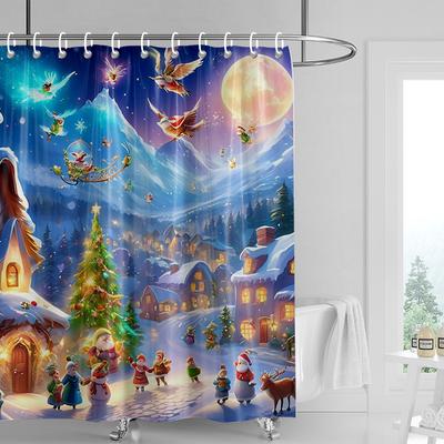 Huisdecoratie douchegordijnen voor badkamer waterdicht gordijnstof Modern Scandinavische stijl Woonkamer Vrolijk Kerstfeest winter