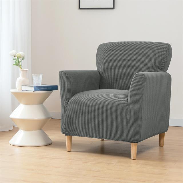 Solid Club Sofa Cover Stretch Polar Fleece Tub Arm Chair Covers Elastic Single Sofa Slipcovers For Study Bar Counter Living Room