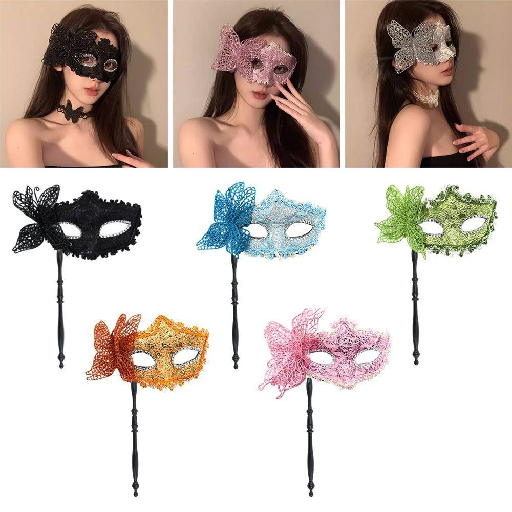 Venezianische Party Handheld Masken für Maskenball Seite Schmetterling Karnevalsparty Mardi Gras Masken mit Haltestab