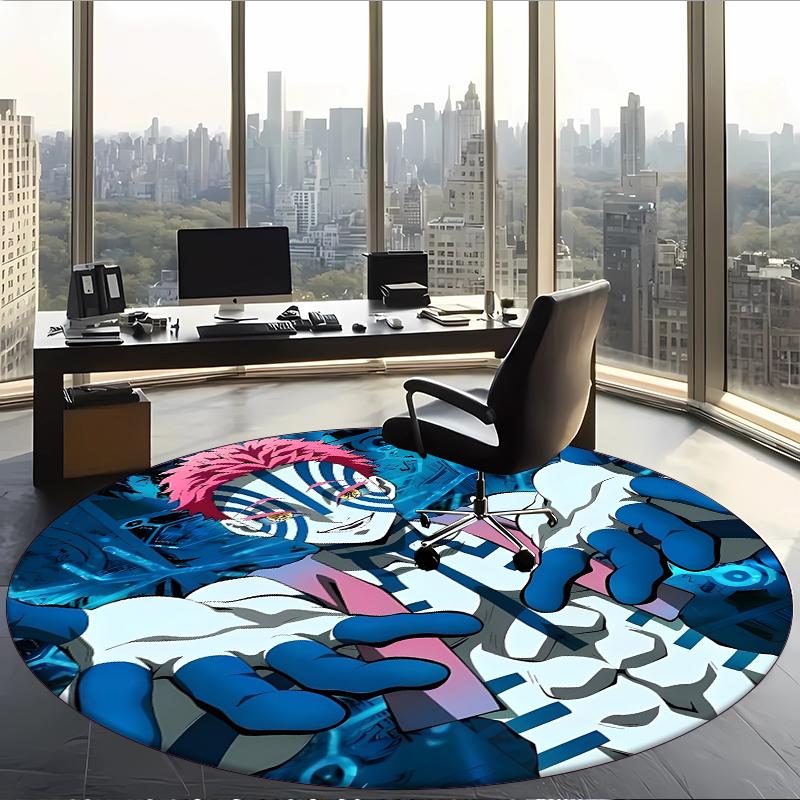 Demon Slayer (1) Round Office Rug Decorative Floor Rug for Office Bedroom Living Room and Home Space