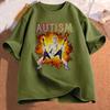Autism Funny Skeleton Meme Unisex's T-shirt Cotton Unisexs Clothing Graphic Tshirts Unisex Women Clothes Printed Short Sleeve Tee Tshirts
