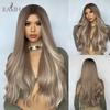 Platinum Blonde Ombre Synthetic Wigs Long Water Wave Middle Part Natural Hair Wig for Women Cosplay Heat Resistant Wigs